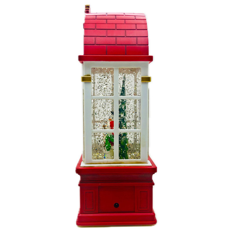 گوی موزیکال مدل پمپی آکواریومی طرح پنجره آدم برفی و کریسمس کد P4221