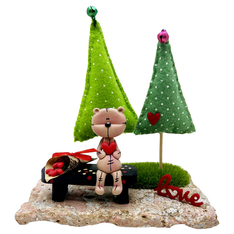 دکوری مدل خرس عاشق و دسته گل کد 0241