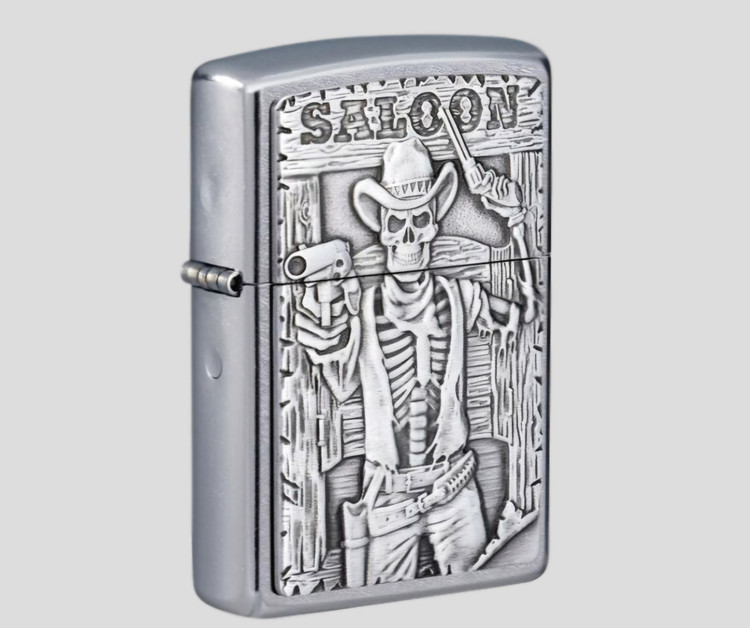 فندک زیپو اصلی کد Zippo Lighter 49298 207 SALOON SKULL EMBLEM